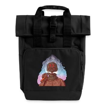 Vape gangster with tattoos and balaclava - Roll Top Backpack with Two Handles - black - Front