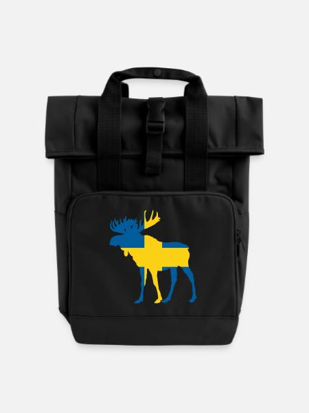 Elch Schweden - Rolltop Rucksack mit zwei Griffen - Schwarz