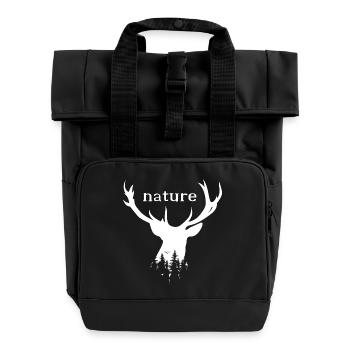 hirsch geweih deer symbol Elch elk Symbol Logo - Rolltop Rucksack mit zwei Griffen - Schwarz - Vorne