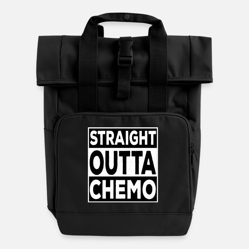 Straight Outta Chemo - Roll Top Backpack with Two Handles - black