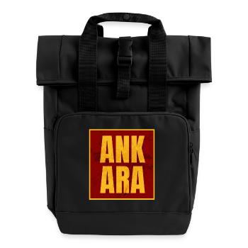 Ankara Capital Letters Yellow Red - Roll Top Backpack with Two Handles - black - Front