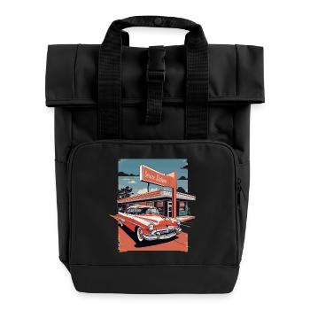 Classic Cars 1950 - Rolltop Rucksack mit zwei Griffen - Schwarz - Vorne