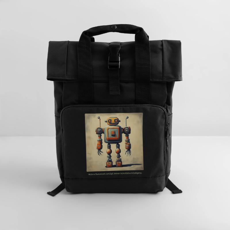 Dire Déclaration Intelligence Robot Rétro Nerd Lo Sac à dos Roll Top à deux anses
