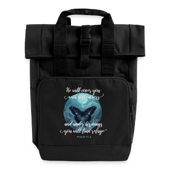 Christliches Zitat Bibelvers Religiös - Rolltop Rucksack mit zwei Griffen - Schwarz - Vorne