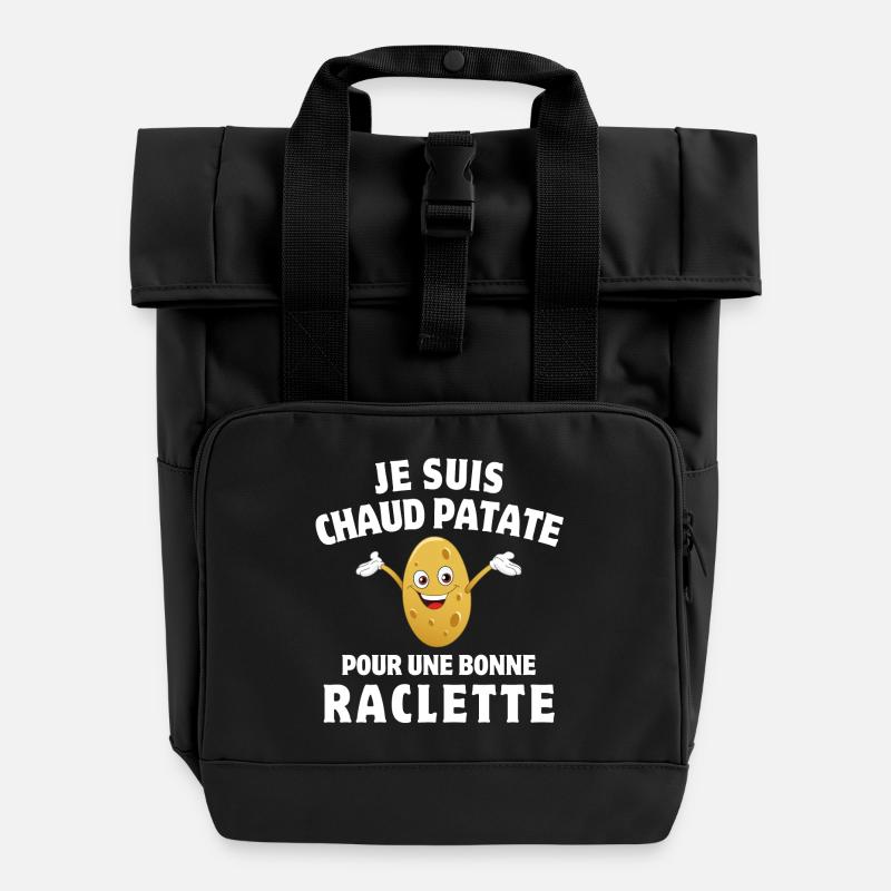 Raclette, geschmolzener Käse, Raclette-Party - Rolltop Rucksack mit zwei Griffen - Schwarz