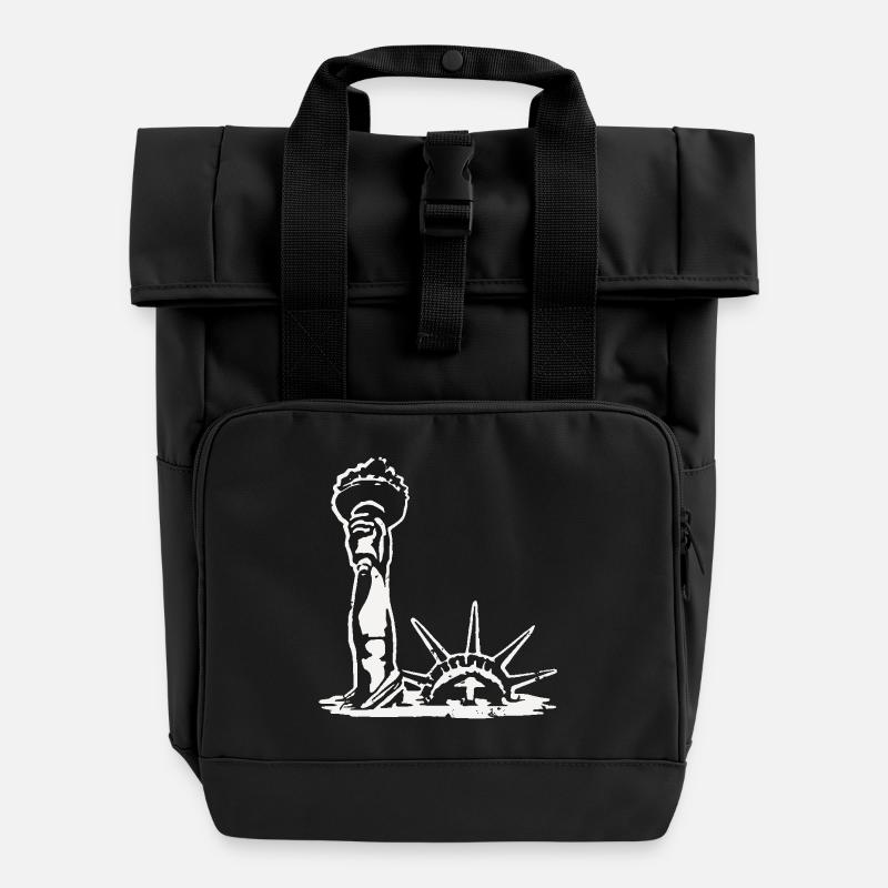 The Statue of Liberty drowns - Roll Top Backpack with Two Handles - black