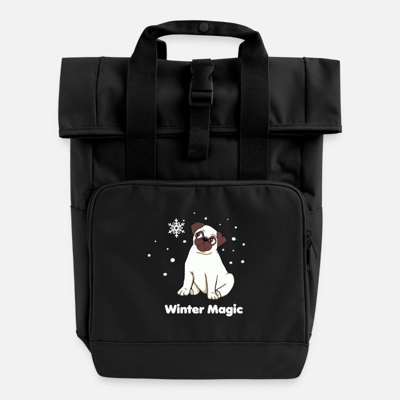Carlin magique d’hiver - Sac à dos Roll Top à deux anses - noir