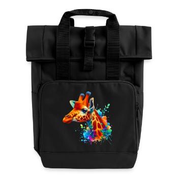 Giraffe - Rolltop Rucksack mit zwei Griffen - Schwarz - Vorne