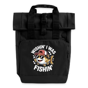 Poisson rieur avec lunettes de soleil et chapeau - Sac à dos Roll Top à deux anses - noir - Devant