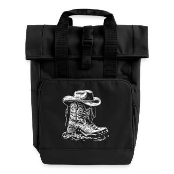 Western Stiefel Linienbild - Rolltop Rucksack mit zwei Griffen - Schwarz - Vorne