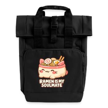 Ramen Katze Kawaii - Rolltop Rucksack mit zwei Griffen - Schwarz - Vorne
