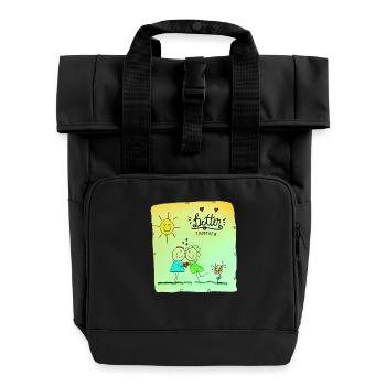Gemeinsam Besser Zeichnung - Rolltop Rucksack mit zwei Griffen - Schwarz - Vorne