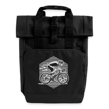 Einfach Roadbike zeitloses Design - Rolltop Rucksack mit zwei Griffen - Schwarz - Vorne