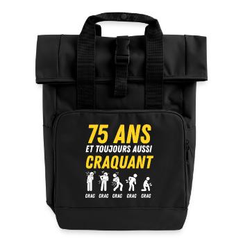 75 ans humour anniversaire vintage - Sac à dos Roll Top à deux anses - noir - Devant