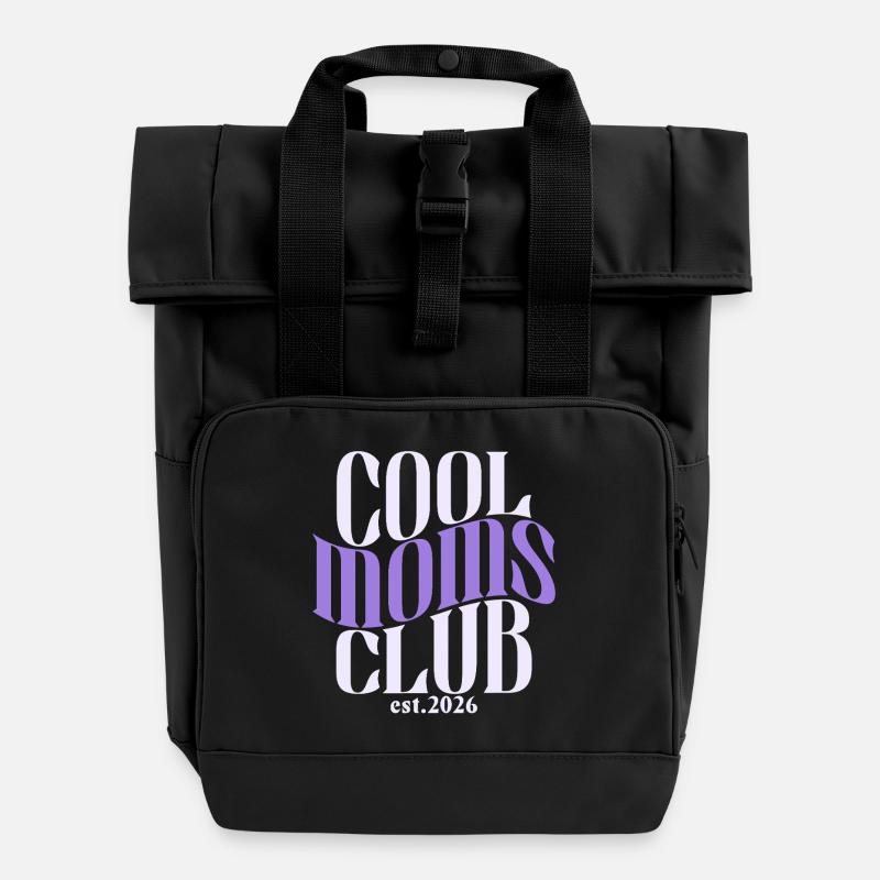 Cool Moms Club - Mama Muttertag Geburt Geschenk - Rolltop Rucksack mit zwei Griffen - Schwarz