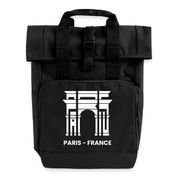 Paris France Arc de Triomphe French France Tourist - Roll Top Backpack with Two Handles - black - Front