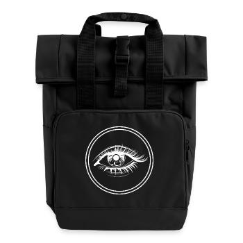 Eye symbol eyelashes - Roll Top Backpack with Two Handles - black - Front