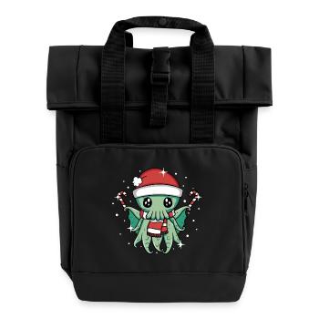 Christmas Cthulhu - Roll Top Backpack with Two Handles - black - Front