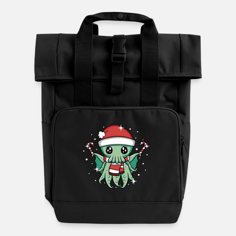 Weihnachten Cthulhu - Rolltop Rucksack mit zwei Griffen - Schwarz
