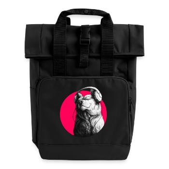 put your record on - Rolltop Rucksack mit zwei Griffen - Schwarz - Vorne
