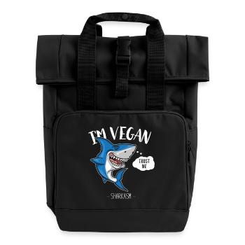 Vegetarischer Hai - Vegetarier - Humor / lustig - Rolltop Rucksack mit zwei Griffen - Schwarz - Vorne