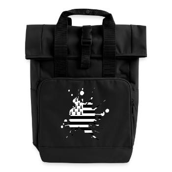 UK flag patch 2 - Roll Top Backpack with Two Handles - black - Front