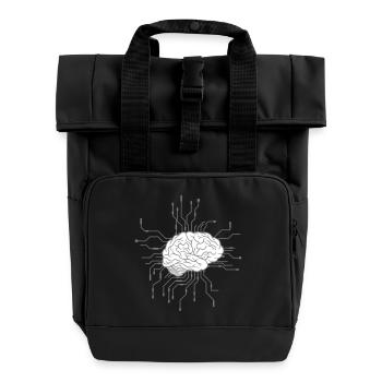 Elektronisches Gehirn Design - Rolltop Rucksack mit zwei Griffen - Schwarz - Vorne