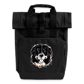 Bernese Mountain Dog - Roll Top Backpack with Two Handles - black - Front