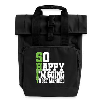 Lustiger Junggesellenabschied Verlobung Hochzeit Verheiratet - Rolltop Rucksack mit zwei Griffen - Schwarz - Vorne