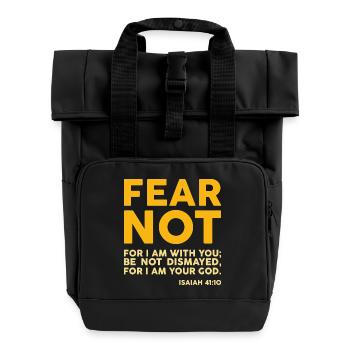 Fear not, for I am with you (dark) - Roll Top Backpack with Two Handles - black - Front