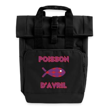APRIL FOOL - Roll Top Backpack with Two Handles - black - Front