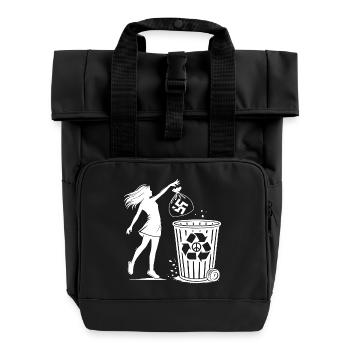 gegen nazis - Gegen Rechts - fck nzs - Roll Top Backpack with Two Handles - black - Front
