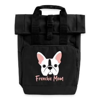Frenchie Mom - Rolltop Rucksack mit zwei Griffen - Schwarz - Vorne