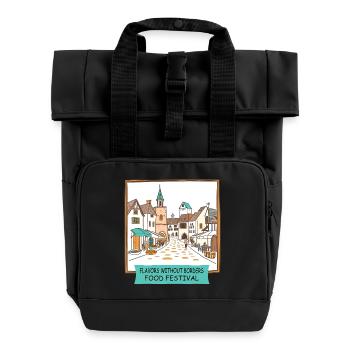 Street Food Festval - Rolltop Rucksack mit zwei Griffen - Schwarz - Vorne