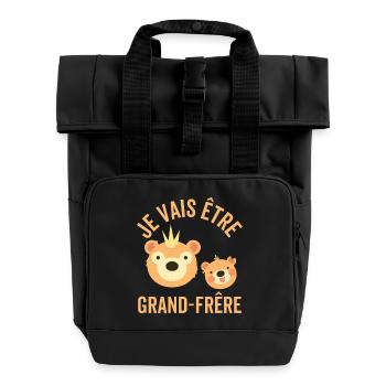 Je Vais Être Un Grand Frère ours - Sac à dos Roll Top à deux anses - noir - Devant