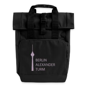 Lustiger Berlin Fernsehturm Parodie Minimal  - Rolltop Rucksack mit zwei Griffen - Schwarz - Vorne
