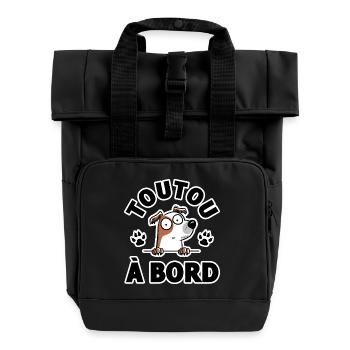 chien toutou à bord sticker véhicule humour - Sac à dos Roll Top à deux anses - noir - Devant