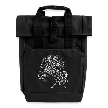 Rauhnächte Pferd reitet durch die Winternacht - Rolltop Rucksack mit zwei Griffen - Schwarz - Vorne