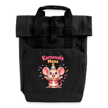 Karnevalsmaus Kölsche Mädsche – Kölle Alaaf - Rolltop Rucksack mit zwei Griffen - Schwarz - Vorne