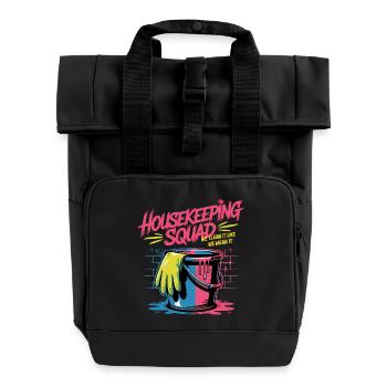 Lustiges Putzen Design - Rolltop Rucksack mit zwei Griffen - Schwarz - Vorne