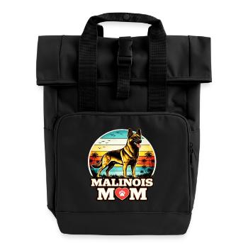 Malinois mom - Roll Top Backpack with Two Handles - black - Front
