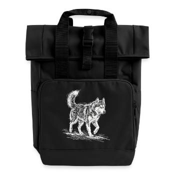 Husky Sketch White – Sibérien Husky Design - Sac à dos Roll Top à deux anses - noir - Devant
