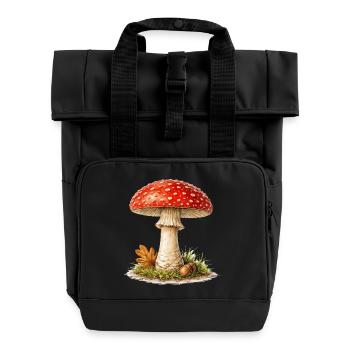 Toadstool Autumn Dream - Roll Top Backpack with Two Handles - black - Front