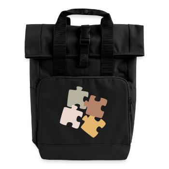 Puzzle Patchwork Vielfalt - Rolltop Rucksack mit zwei Griffen - Schwarz - Vorne
