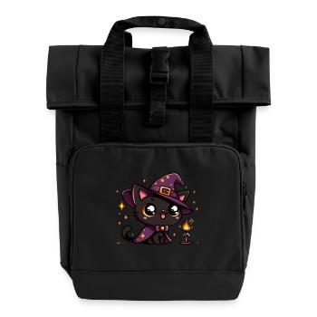Witch Kitten - Roll Top Backpack with Two Handles - black - Front