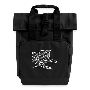 weiße Katze Katze weiß Katzenshirt Geschenk - Rolltop Rucksack mit zwei Griffen - Schwarz - Vorne