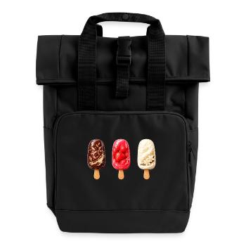 Eis am Stiel Trio - Rolltop Rucksack mit zwei Griffen - Schwarz - Vorne
