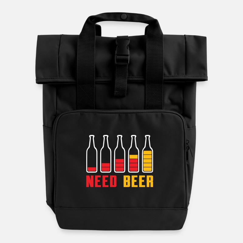 Minimalist Beer Bottles with Gradient - Roll Top Backpack with Two Handles - black
