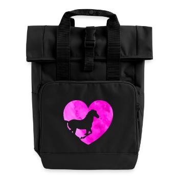 Pferd Herz Reiten Liebe Pferde - Rolltop Rucksack mit zwei Griffen - Schwarz - Vorne