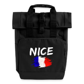 Nice France Flag Nice - Roll Top Backpack with Two Handles - black - Front